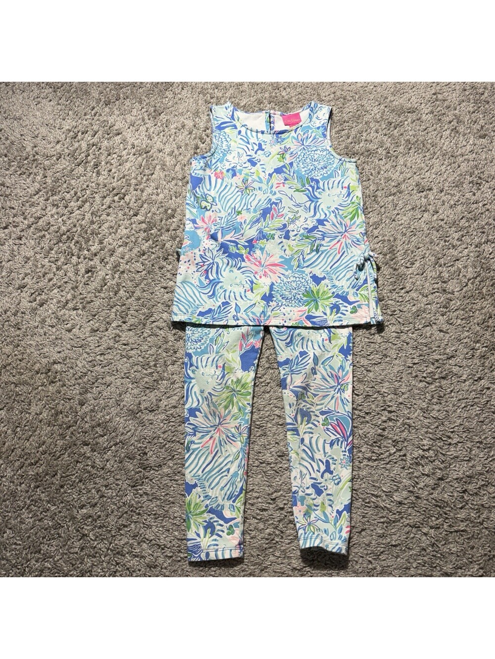 Lilly Pulitzer GIRLS MINI DONNA LEGGINGS DRESS SET Coastal Blue Lion Medium 6-7